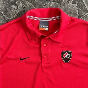 NIKE BAUER HOCKEY TEAM CANADA Dri-Fit Polo Shirt Olympics Sports Fan Athleisure